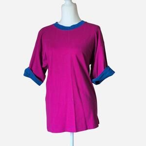Y2K Vintage Melbourne Elements Hot Pink & Blue Crew Neck T-Shirt